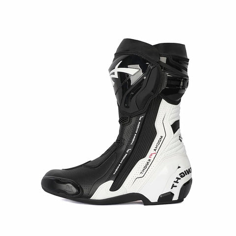 White Black Motorcycle Riding Boots