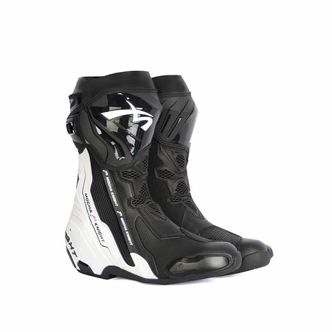 White Black Motorcycle Riding Boots