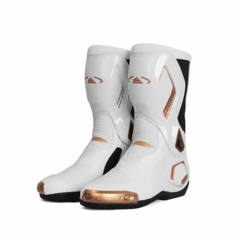 Allgoal Motorcycle Riding Boots White/Gold