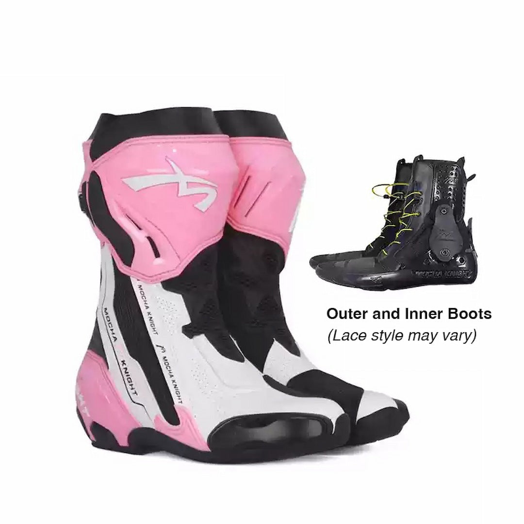 Allgoal Pink Motorcycle Riding Boots Supertech ALLGOAL