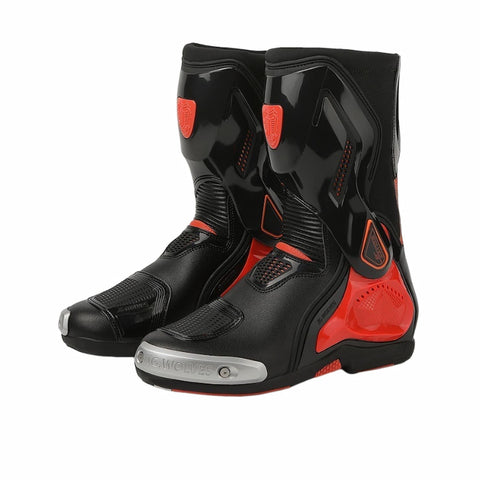 Motorcycle Riding Boots White Red