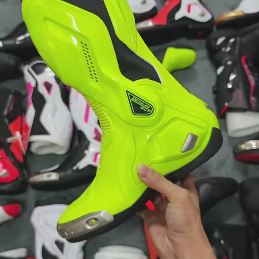 Green motorcycle boots store
